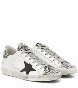 Superstar Leather Sneakers In White-leopard Glitter-penstar