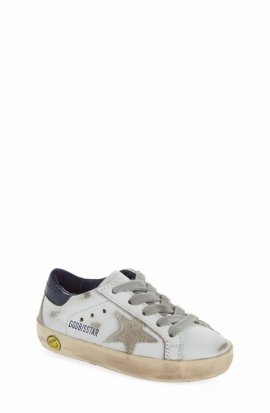 Kids' Super Star Leather Upper And Heel Suede Star And S In White