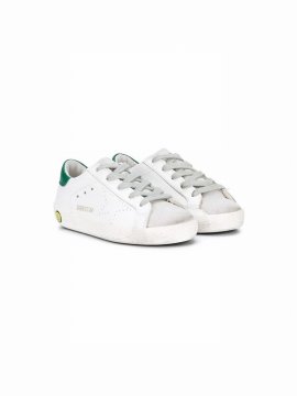 Kids' Superstar Leather Sneakers In White/green