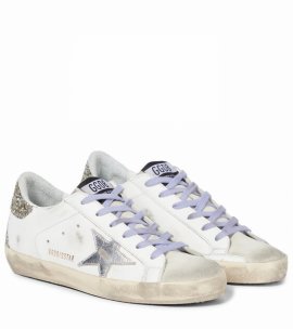 Superstar Leather Sneakers In White Leather-cocco Glitter-la