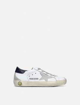 Kids' Superstar Distressed Leather Trainers 6-9 Years In White
