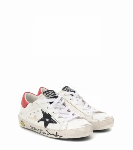 Kids' Superstar Distressed Lace-up Trainers In Cream