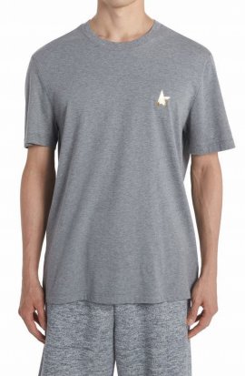 Melange Gray Star Collection T-shirt With Gold Star On The Front In Grey