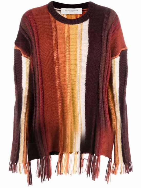 Round Neck Dunya Stripes Sweater In Multicolor