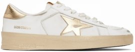 White & Gold Stardan Sneakers In White,gold