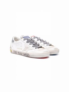 Kids' Star-patch Lace-up Sneakers In White