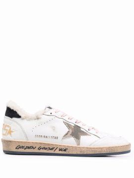 Ball Star Distressed Sneakers In White