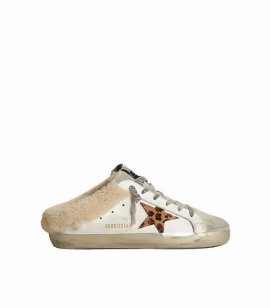Superstar Sabot Leather Shearling Sneakers In White