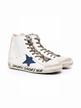 Kids' Logo-patch High-top Leather Sneakers In White