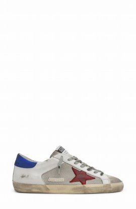 Super-star Low Top Sneaker In Silver White Red Blue (white)