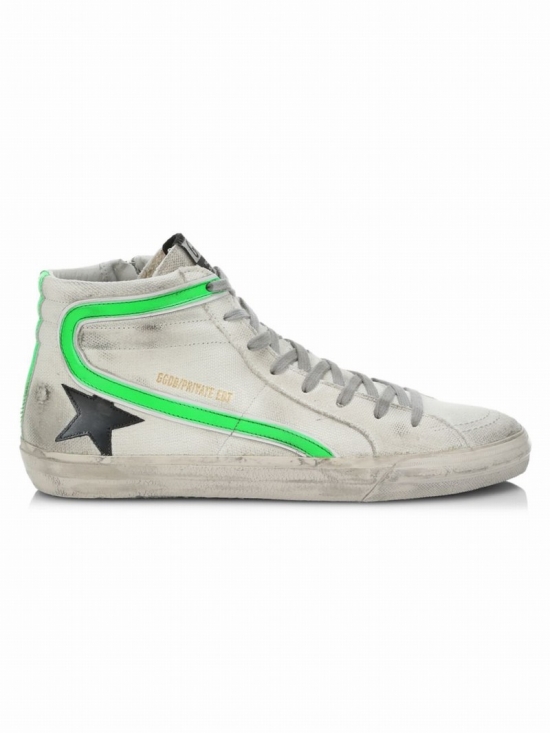 Slide High-top Leather Sneakers In White Black