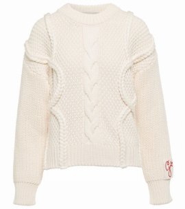 Oversized Cable-knit Crewneck Sweater In Ivory