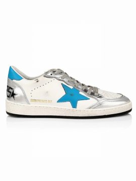 Ball Star Leather Low-top Sneakers In White Silver