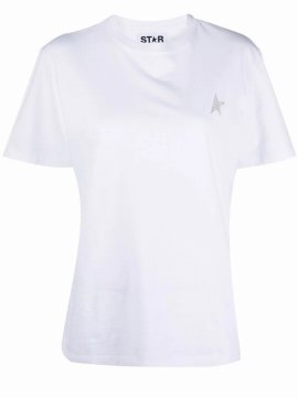 Glitter-logo Cotton T-shirt In White