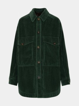 Buttoned-up Corduroy Shirt Jacket In Green