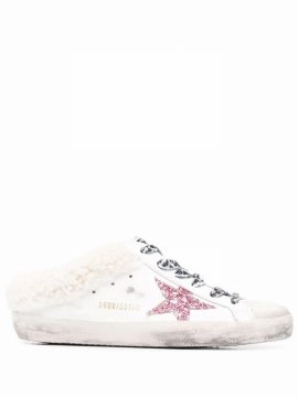 Super-star Sabot Shearling-trim Sneakers In White