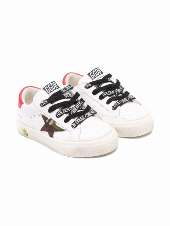Kids' Camo-patch Lace-up Sneakers In White