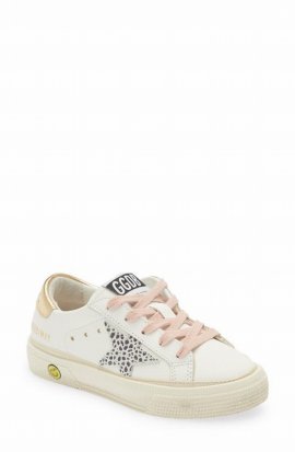Kids' May Low Top Sneaker In White/ White Black/ Gold