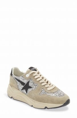 Running Sole Glitter-embellished Sneakers In Metal Comb