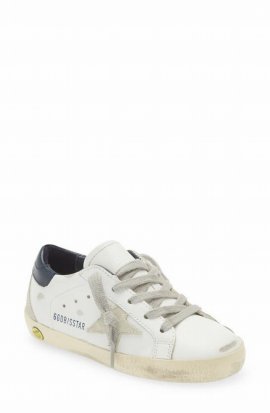 Kids' White Super-star Leather Sneakers