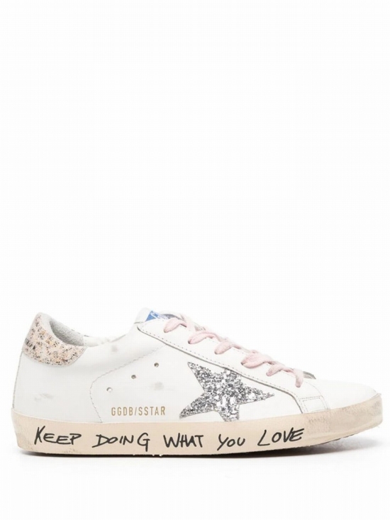 White Sstar Keep Doing What You Love Leather Trainers