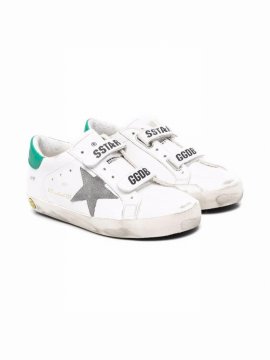 White Old School Sneakers For Kids