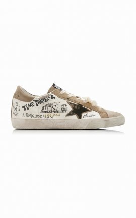 Super-star Printed Suede And Leather Sneakers In White