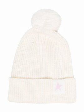 Kids' Cotton And Wool Beanie In Nude & Neutrals