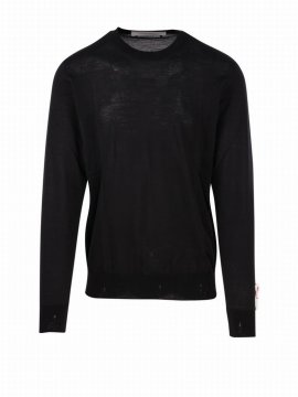 Deluxe Brand Logo Patch Knit Jumper In Black