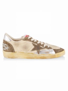 Ball Star Lace-up Sneakers In Beige Green Silver