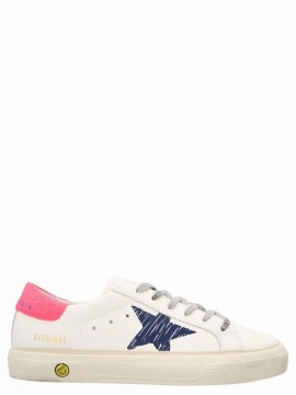Kids' May Sneakers In White/navy Blue/lobster Fluo