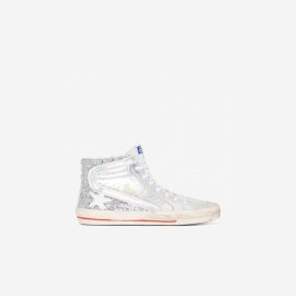 Silver Slide High Top Leather Sneakers