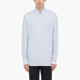 Deluxe Brand Striped Buttoned Shirt In Blue