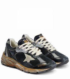 Running Dad Leather-trimmed Sneakers In Black/silver/ice
