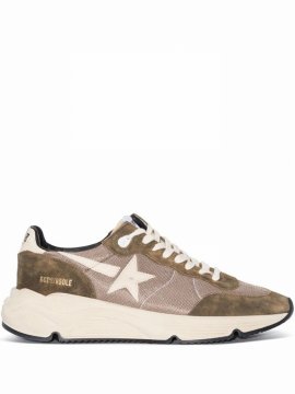 Star-patch Lace-up Sneakers In 35812 Olive Green/cream