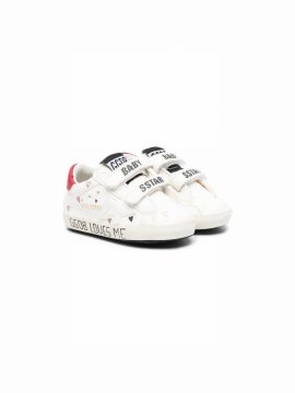 Babies' Double Touch-strap Leather Sneakers In ??ɫ