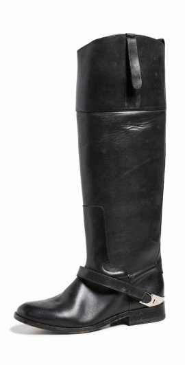 Charlie Leather Riding Boots In Schwarz