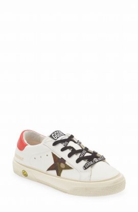 Kids' May Camo Ripstop Low Top Sneaker In White/ Green Camouflage/ Red
