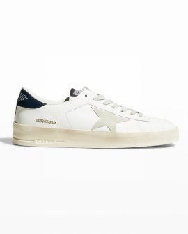 Men's Stardan Suede Star Leather Low-top Sneakers In White