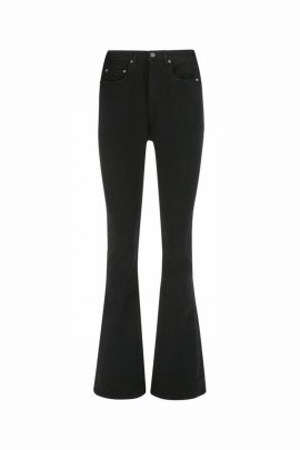Black Cotton High-rise Flared Jeans