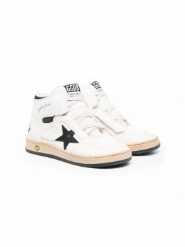 Kids' Sky Star High-top Leather Sneakers In White