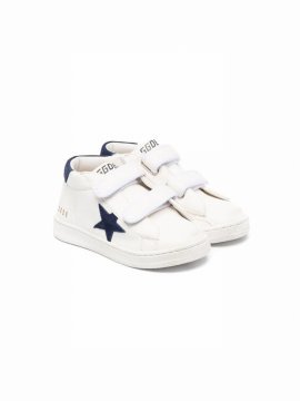 Kids' White Sneakers For Boy With Logo And Star In Bianco-blu