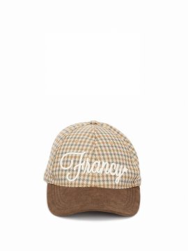 Beige Cap With Francy Embroidery In Brown