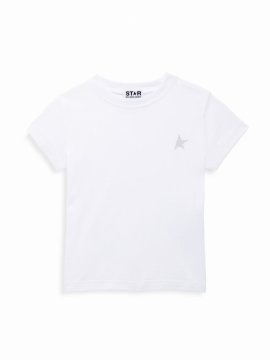 Little Kid's & Kid's Star Logo T-shirt In White Silver