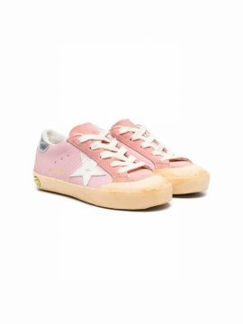 Kids' Star-patch Lace-up Sneakers In Pink