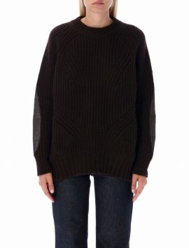 Knit Boxy Crewneck Sweater In Licorice