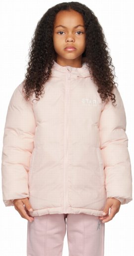 Kids Pink Star Padded Jacket In 80454 Pink/white