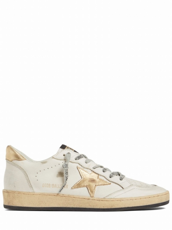 20mm Ball Star Leather Sneakers In Milk,gold