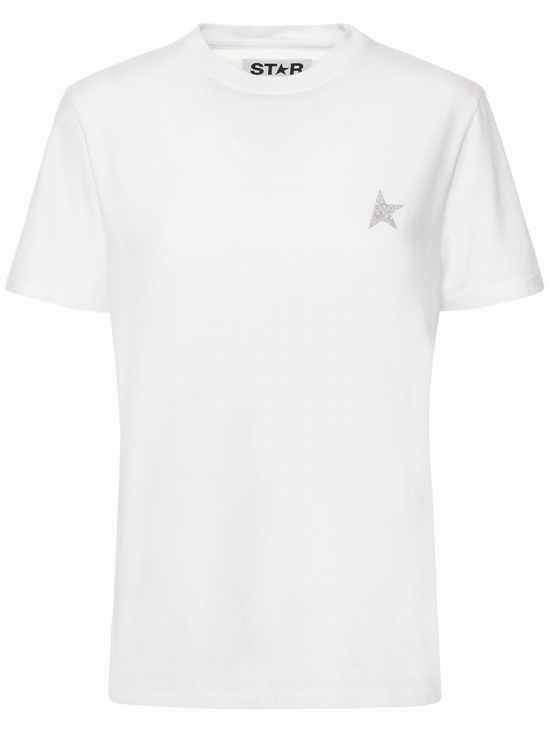 Star Cotton Jersey T-shirt In White,silver