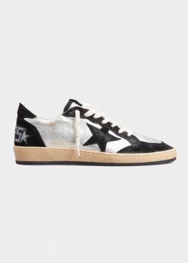 Ballstar Mixed Leather Low-top Sneakers In Silverblack